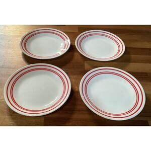 Corning Corelle Classic Cafe Red Pattern Set of 4 Bread Plates 6.75”